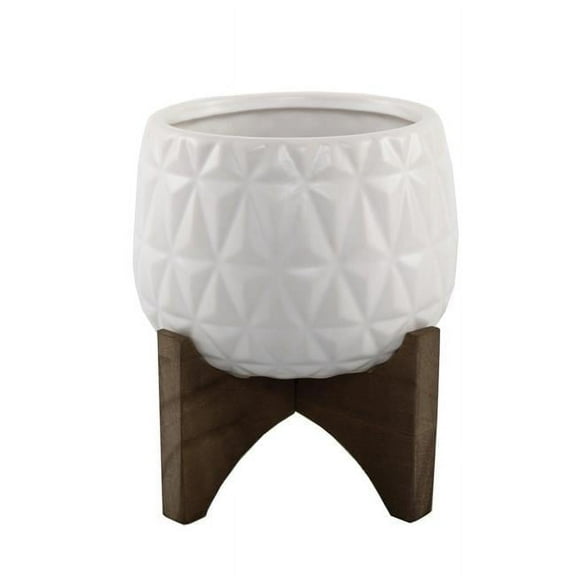 Flora Bunda CT1223E-MTWH 5' Kaleid Ceramic on Wood Stand,Matte White