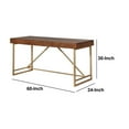 thumbnail image 4 of Benjara Wooden Writing Desk w/ Unique Metal Legs-Walnut Brown/Gold, 4 of 4