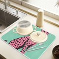 thumbnail image 2 of Yayeee Dish Drying Mat for Kitchen Counter 16" x 18" Microfiber Super Absorbent Coffee Decorative Pad, Pink Cheetah, 2 of 9