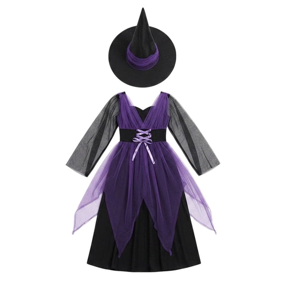 BOOMNY Halloween Girls Witch Dress Up Funny Hallowmas Party Outfits Sets Playful Stage Performance Clothes Set