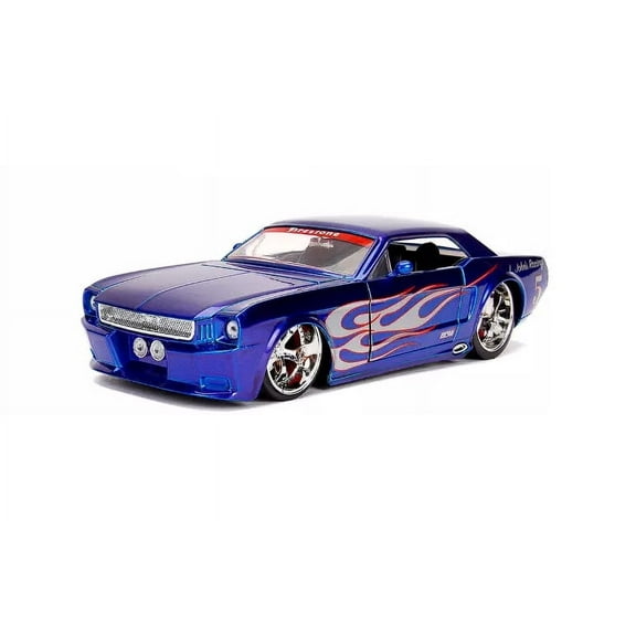 1965 Ford Mustang #5 "L. John's Racing", Candy Blue w/Flames - Jada Toys 30527 - 1/24 Scale Diecast Model Car