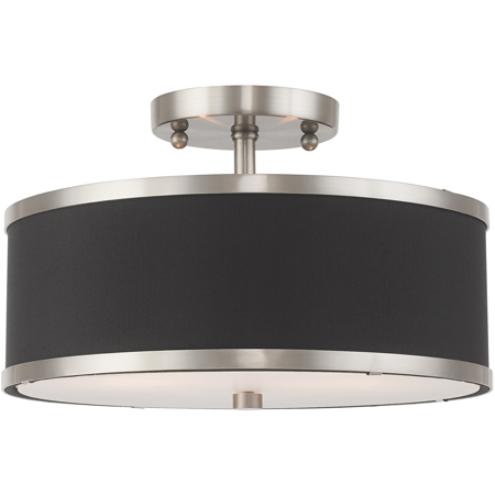 

Brushed Nickel Tone Finish Flush Mounts Steel Material Medium 8 Long 2 Light Fixture