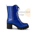 thumbnail image 3 of BLISSFUL STEP Round Toe Platform Chunky Heel Combat Boots for Women Blue (Size 10), 3 of 6
