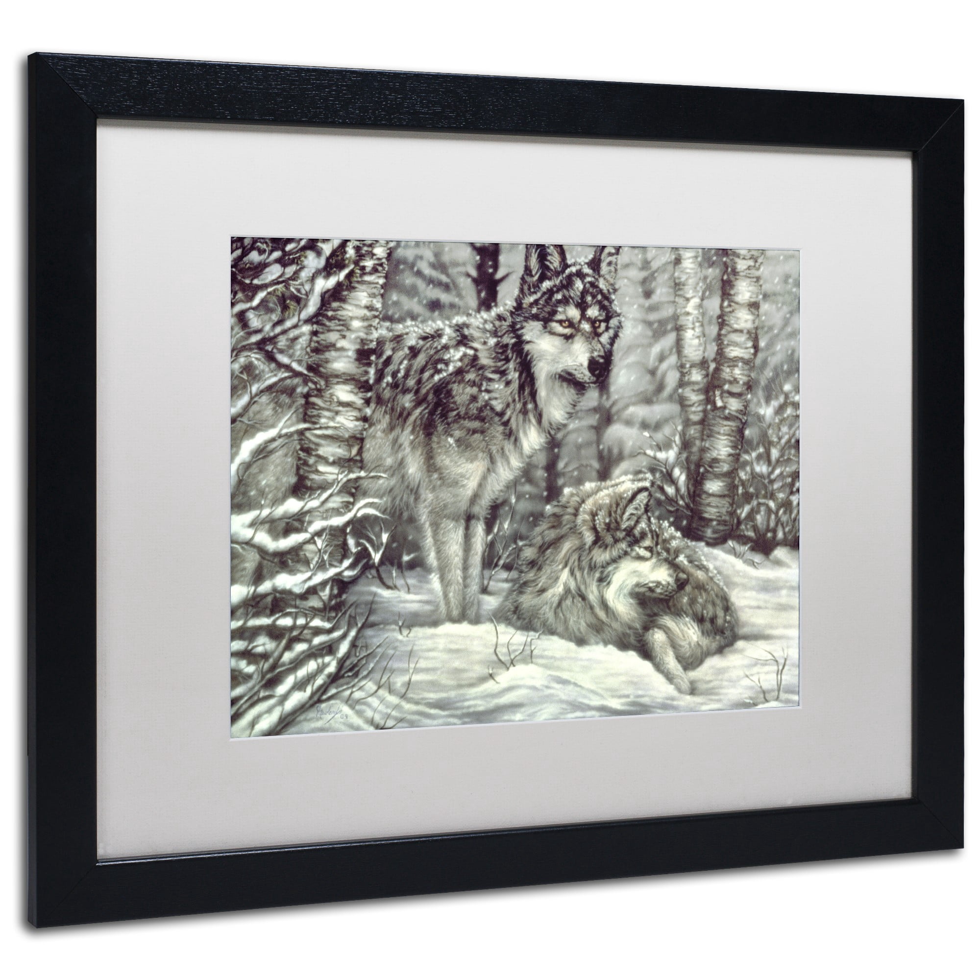 Trademark Fine Art 'Bedding Down' Canvas Art by Jenny Newland, White Matte, Black Frame