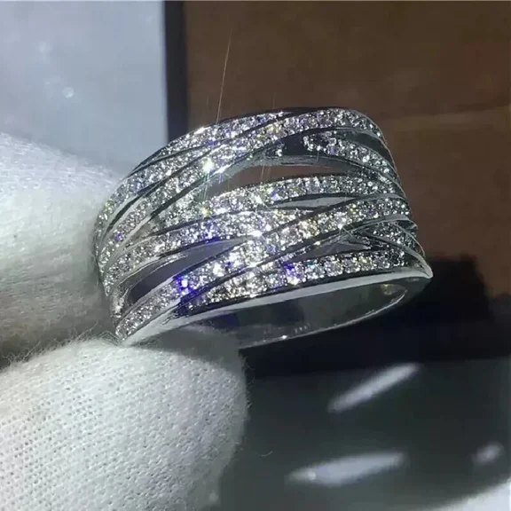 2Ct Round Lab-Created Moissanite Cluster Wedding Band Ring 14K White Gold Plated