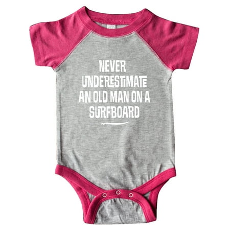 

Inktastic Underestimate Old Man Surfboard Gift Baby Boy or Baby Girl Bodysuit