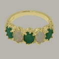 thumbnail image 6 of LBG British Made 18k Yellow Gold Natural Emerald & Opal Womens Eternity Ring - 33 size options - Size 5, 6 of 8