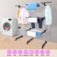 thumbnail image 2 of Tendedero de ropa 2 en 1 de 26 a 51 pulgadas con 6 alas plegables de gran tamaño 4 niveles plegable para uso en interiores y exteriores, 2 of 8