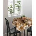 thumbnail image 3 of Orange Plaid Squirrel Square/Round Tablecloths 60x60,Thanksgiving Buffalo Checkered Leaves Table Cloth Table Cover Indoor/Outdoor Tabletop Decor for Wedding Holiday Party Dinner Baby Shower, 3 of 7