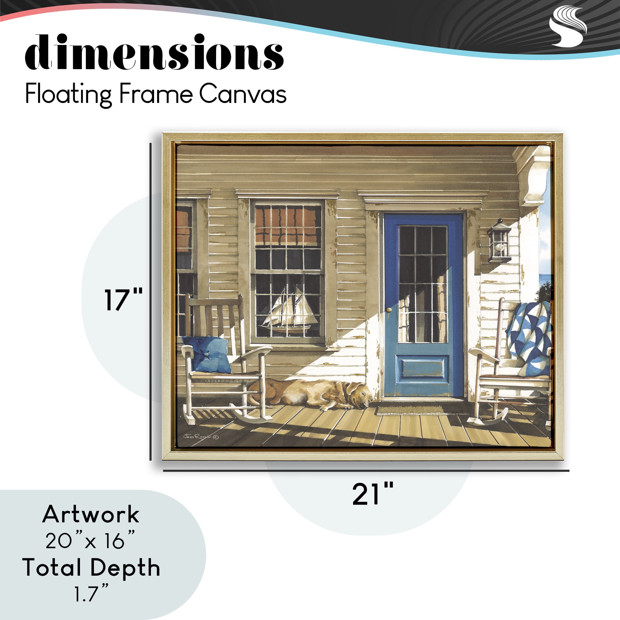 Stupell Industries Front Porch Gathering Gold Framed Floater Canvas Wall Art, design by John Rossini