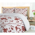 thumbnail image 5 of Ambesonne Floral Duvet Cover Sets, Monochrome Rose Leaves, 2-Queen, Ruby Beige White, 5 of 7