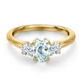 thumbnail image 3 of Gem Stone King 18K Yellow Gold Plated Silver Sky Blue Aquamarine and White Zirconia Engagement Ring for Women | 1.40 Cttw | Oval 7X5MM | Gemstone March Birthstone | Size 7, 3 of 6