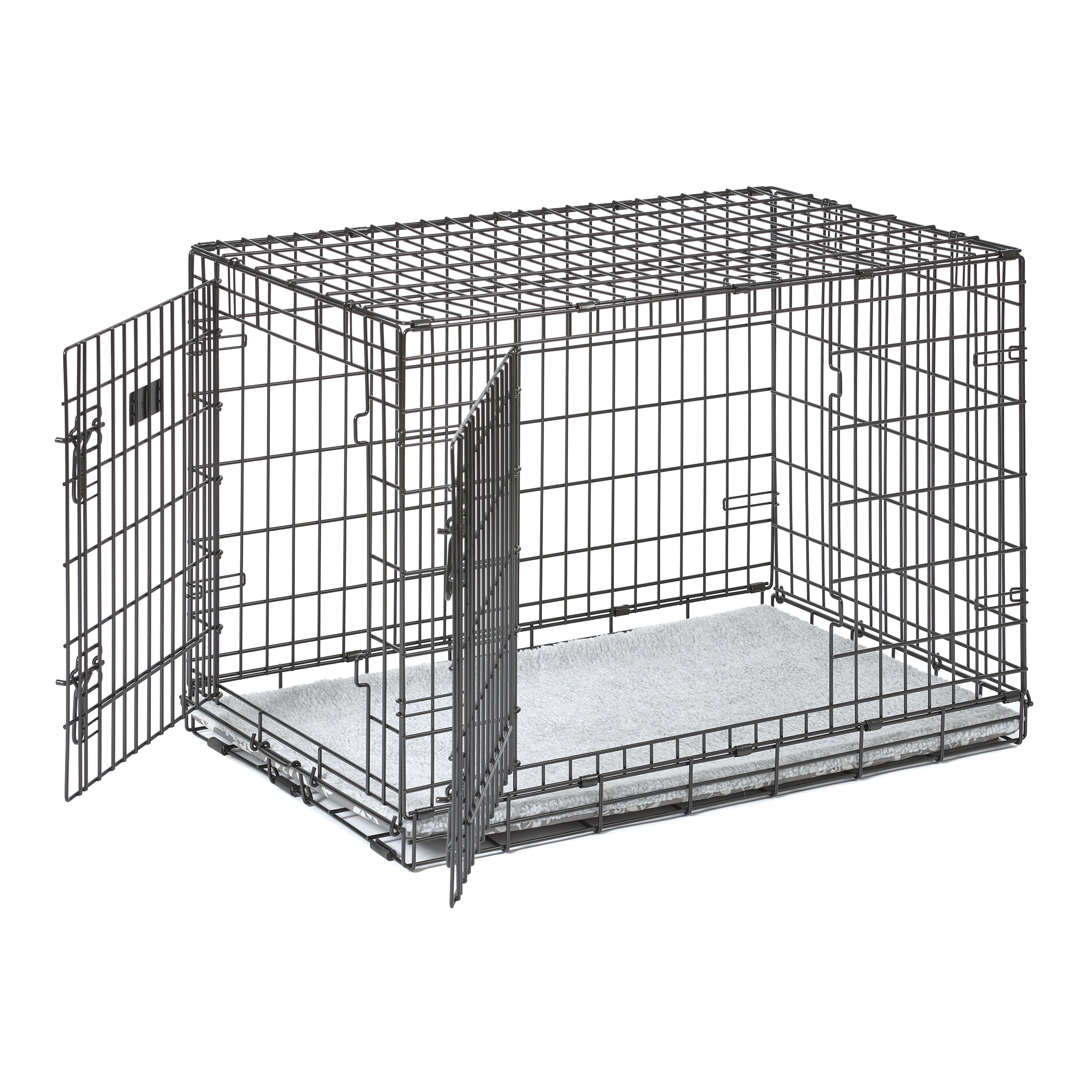 MidWest Homes for Pets QuietTime Reversible Dog Crate Pan Cover, 36 inch, Fleece, Gray Floral