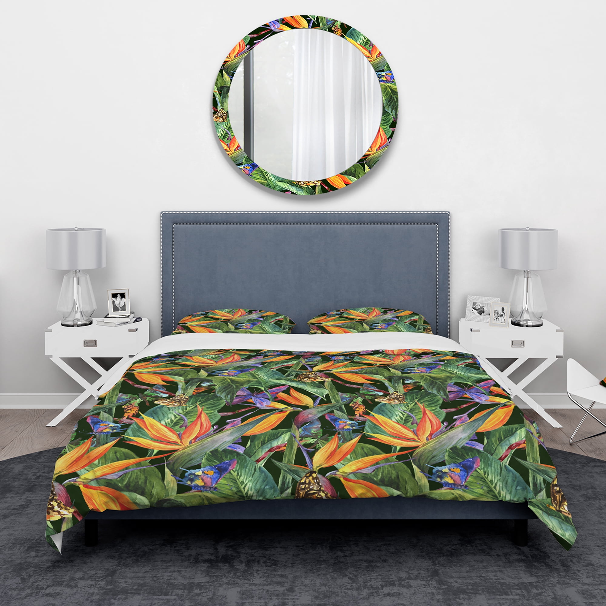 Designart 'Tropical Pattern with Exotic Flowers' Tropical Duvet Cover Set