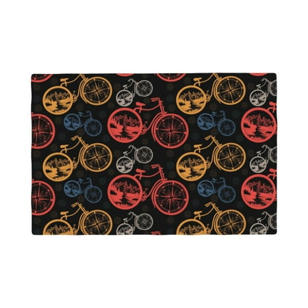 

Placemats Set of 4 Compass And Mountains In Bicycle Wheels1 Heat Resistant Non - Slip Place mats Waterproof table mat for Kitchen Dining-4片装