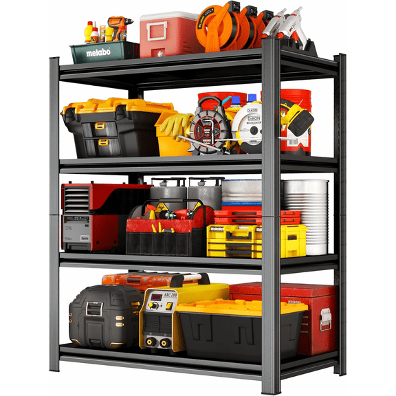 54" H Heavy Duty Garage Shelving Unit, 20" W Adjustable Metal Storage Rack, 4-Tier Metal Shelves, Industrial Shelving for Garage, Basement, Workshop (54''H x 20''W x 14''D)