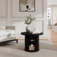 thumbnail image 4 of StorageWorks Tambour Door Round Coffee Table with Storage Shellf, Black, 17.7''H X 26.6''W, 4 of 9