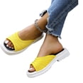 thumbnail image 1 of HTHLVMD Embellished Casual Sandals, Sparkly Rhinestone Slides, Party Style Slide Shoes, Ladies Open Toe Slippers With Rhinestone Accent and Woven Mesh Upper for Casual Spring Summer Wear, Yellow 8.5, 1 of 6