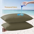 thumbnail image 4 of Olive Green Lumbar Pillow Covers 20x12 Inch Set of 2, Farmhouse Solid Green Color Modern Art Waterproof Outdoor Pillow Covers, Decorative Cushion Pillowcases for Couch, Sofa, Bed, Garden, Patio, 4 of 9
