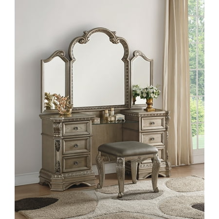 Acme Northville Vanity Desk In Antique Silver Finish Walmart Com