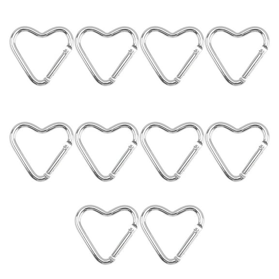 Yoetaun Pack of 10 Heart Shaped Metal Carabiner Keychain Accessory Portable for Outdoor Climbing and Camping Keyring Hook Silver