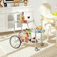 thumbnail image 5 of Glass Rolling Bar Cart, Rolling Serving Cart with 3-Tier Shelf, Directional Wheels & Universal Wheels, Mobile Wine Tea Serving Cart for Hotel, Club & Home, 5 of 7