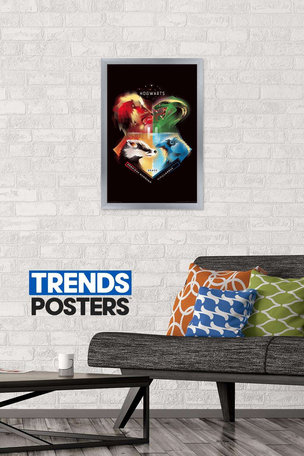 The Wizarding World: Harry Potter - Hogwarts House Crests Wall Poster, 14.725" x 22.375", Framed