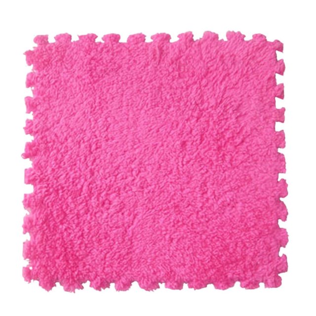 MesaSe 5PCS Plush Puzzle Foam Floor Mat Plush Area Rug Interlocking Floor Tiles for Flooring Farmhouse - White