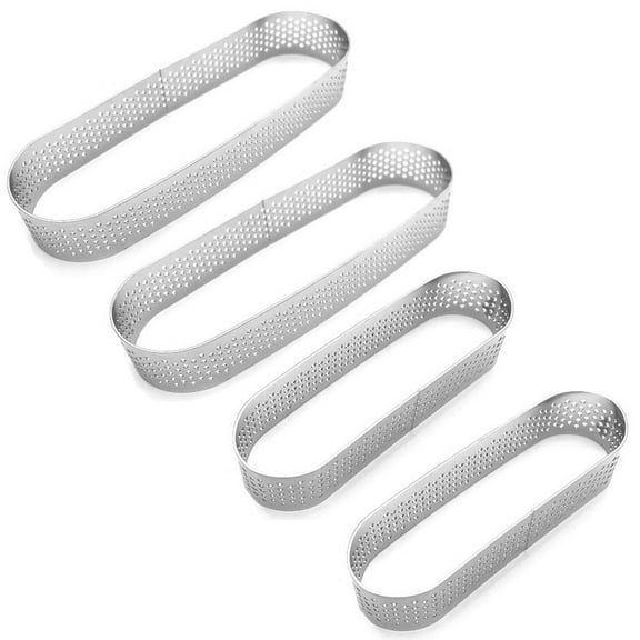 4-Piece Set Stainless Steel Oval Tart Molds For Baking Pastry And Desserts