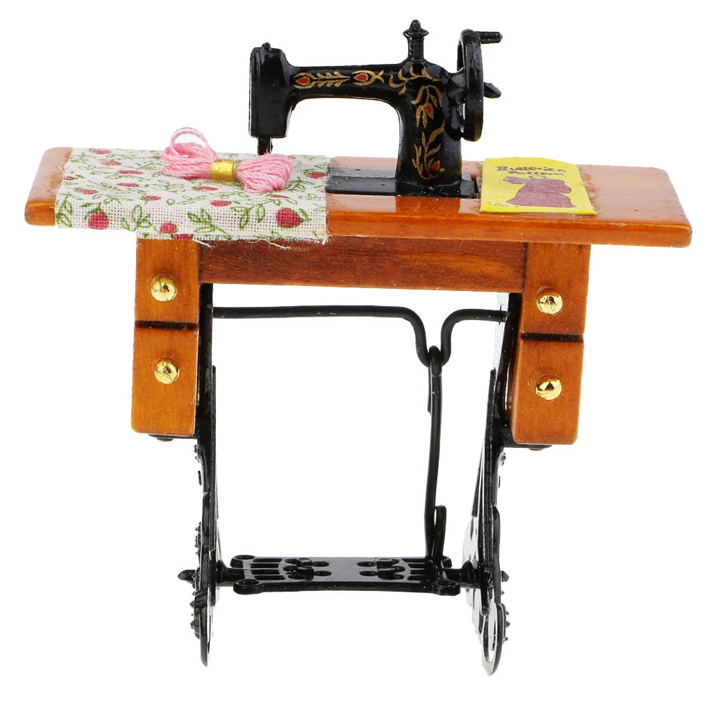 Dolls & Miniatures Miniatures tiny doll house sewing table with sewing machine