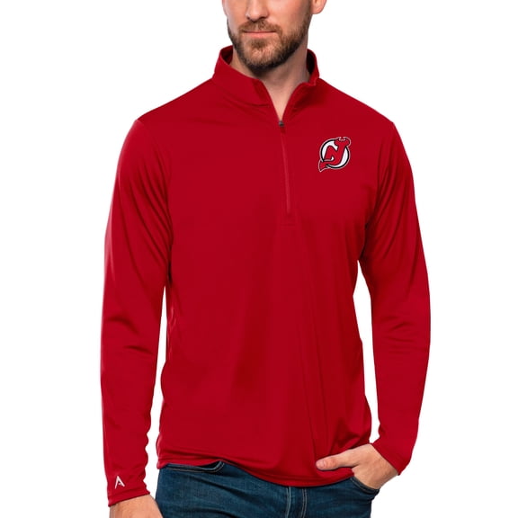 Men's Antigua Red New Jersey Devils Tribute Quarter-Zip Pullover Top