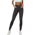 thumbnail image 2 of uublik High Rise Straight Leg Pants for Women Stretchy Pants Pull On Jeggings High Waisted Denim Leggings Casual Pants with Pockets, Dark Gray, 2 of 5