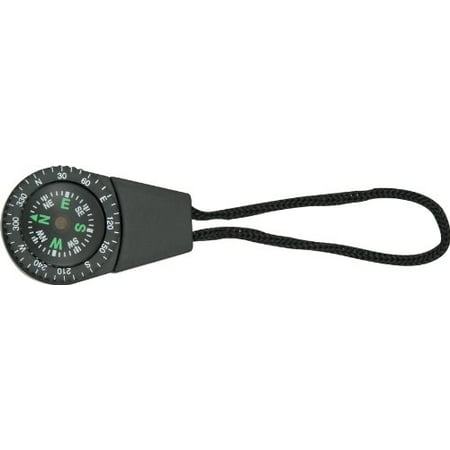 Explorer Black 1 inch Zipper Pull Key Fob Compass Multi-Colored