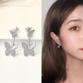 thumbnail image 4 of Butterfly Ear Jackets Crystal Dangle Stud Earrings Sterling Silver Pins for Women, 4 of 4