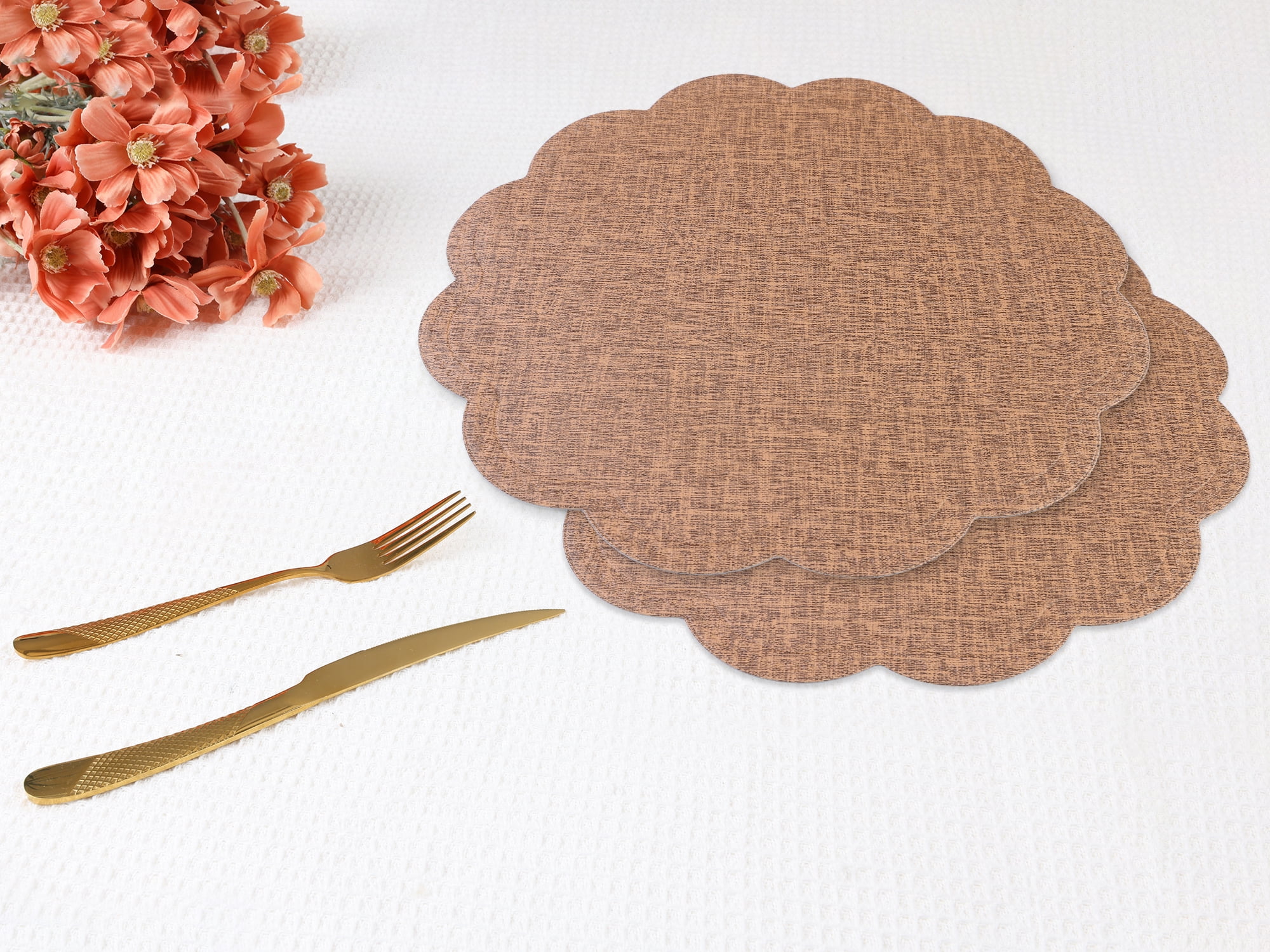 Unique Bargains Set of 6 Flower Placemats for Kitchen Coffee 15*15in