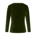 thumbnail image 4 of longantii Velvet Tops for Women Dressy Casual V Neck Shirts Loose Fit Vintage Long Sleeve Velour Blouse Solid Holiday Party Outfits Army Green L, 4 of 5