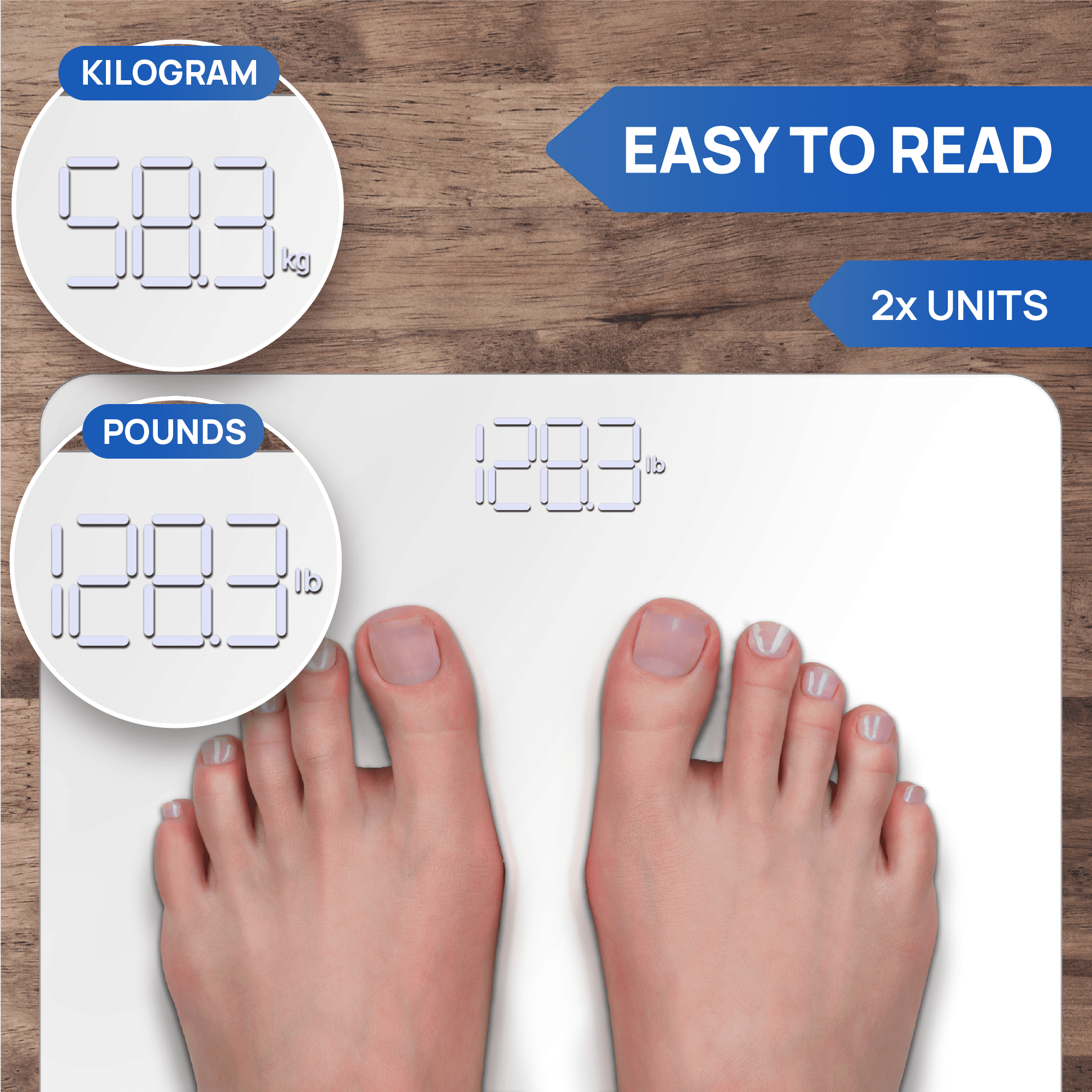 INEVIFIT Bathroom Scale, Highly Accurate Digital Bathroom Body Scale. With 5-Year Warranty - White
