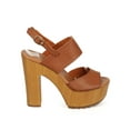 thumbnail image 2 of Mark Maddux EF21 Women Leatherette Peep Toe Wooden Block Heel Platform Clog Sandal, 2 of 5