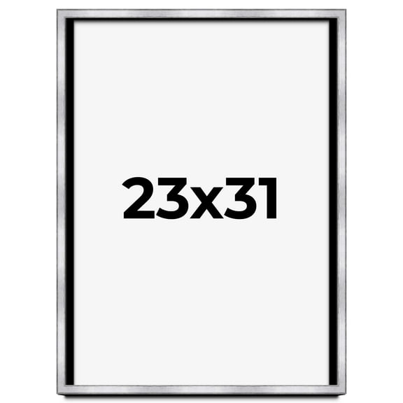 23x31 Shadow Box Frame Silver | 1.375 Inches Deep Real Wood Contemporary Shadowbox Display Frame |