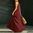 thumbnail image 4 of ClodeEU Women's Halter Neck V Neck Sleeveless Maxi Dress, Formal Evening Sundress Wine,Women's Plus S, 4 of 8