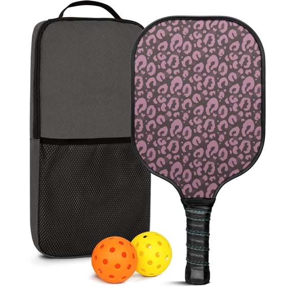 Pickleball Paddles Set Of 1, Fiberglass Surface, Animal, Leopard Print, 1 Paddle, 2 Balls & Bag