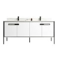 thumbnail image 2 of Fine Fixtures Oakville 72 in. W x 20 in. D x 33 in. H Bathroom Vanity in Matte White with White Ceramic Sink - Black hardware, 2 of 8