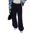 thumbnail image 2 of Womens Wide Leg Sweatpants Interior Sweat Pants with Pockets Elastic Waisted Lounge Casual Trousers Navy Blue M, 2 of 9
