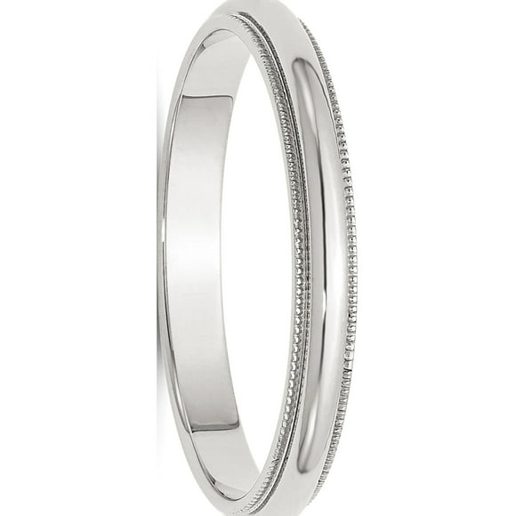 Bague en Argent Sterling 3 mm Demi-Ronde à Grain Perlé Taille 6,5