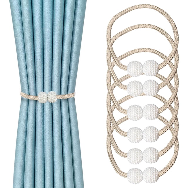 Abrazaderas magnéticas para cortinas, 6 piezas, abrazaderas magnéticas para cortinas, hebillas para sujetar cortinas, para decoración de ventanas de la oficina en casa (beige)
