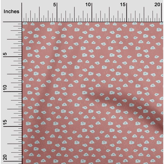 oneOone Silk Tabby Fabric Rainy Clouds Nature Print Fabric by The Yard 42 Inch Wide