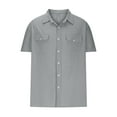 thumbnail image 5 of Njagoc3 Mens Multi - Color Linen Short - Sleeve Shirt, Regular Fit, Breathable Fabric, Summer Casual & Outdoor, Versatile Button - Up Top, 5 of 6