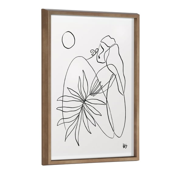 Kate and Laurel Blake Summer Lines 7 Framed Printed Glass Wall Art by Maggie Stephenson, 18x24 Gold, Chic Line Drawing for Wall