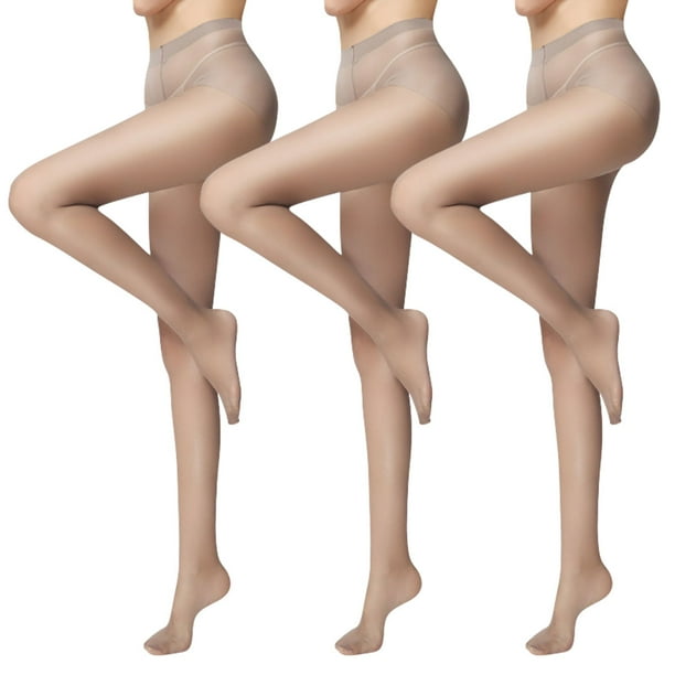 Medias transparentes para mujer, pantimedias de control, punteras reforzadas invisibles, negras o color piel