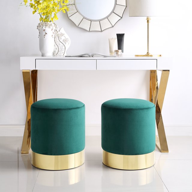 Inspired Home Violet Ottoman Velour émeraude/ Or